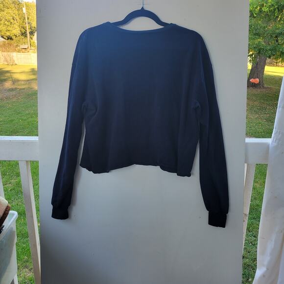 Spirit Jersey Cropped Sz M Black Oversized Stretchy - Picture 5 of 5